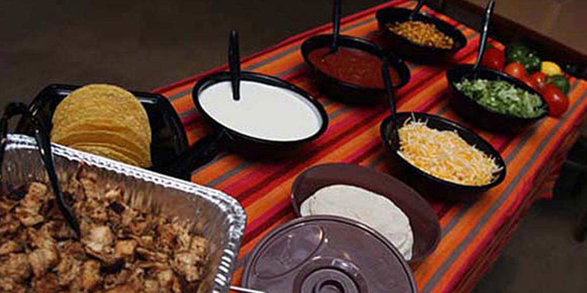 Mexican food wedding catering of taco bar buffet provided by Burrachos Fresh Mexican Grill